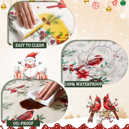 Red Cardinal Bird Christmas Placemats Set of 4 Water Resistant Holiday Table Decor