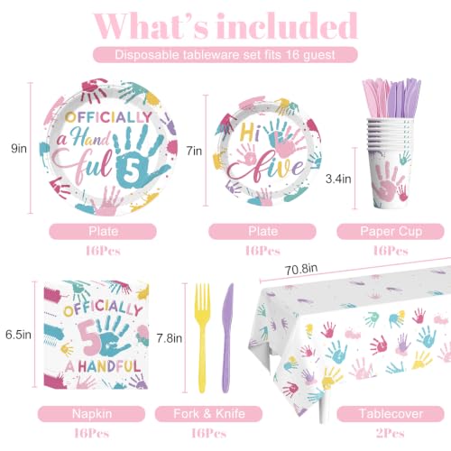 Officially a Handful 5th Birthday Party Decorations - Girl, 16 Pieces, 5th Variation