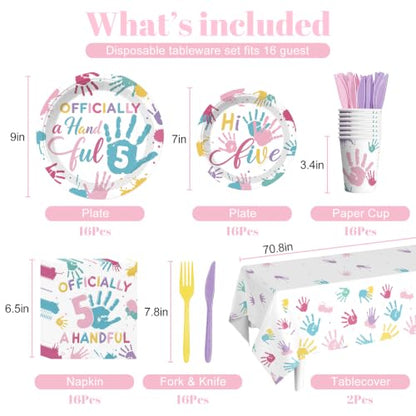 Officially a Handful 5th Birthday Party Decorations - Girl, 16 Pieces, 5th Variation