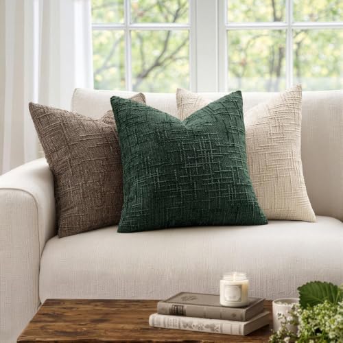 20x20 Dark Green Chenille Christmas Throw Pillow Cover Set - Pack of 2