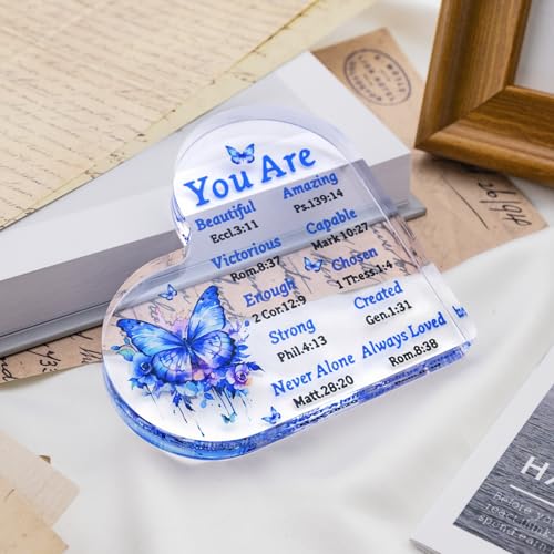 Blue Butterfly Acrylic Christian Gift for Women Inspirational Religious Decor
