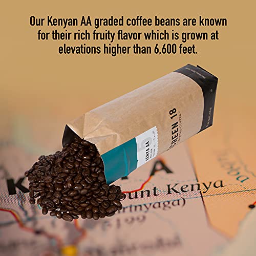 Screen 18 Specialty Grade Premium Kenya AA Coffee Beans, Single Origin, Medium Dark Roast, Whole Beans, 1 LB