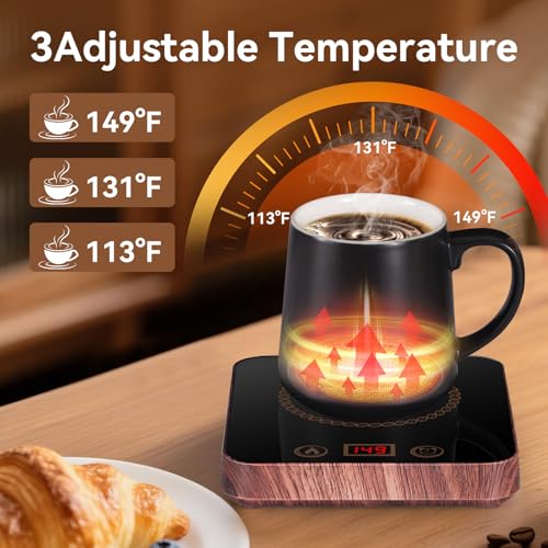 Coffee Mug Warmer for Desk with Auto Shutoff, Adjustable Temperature, 12-Hour Timer