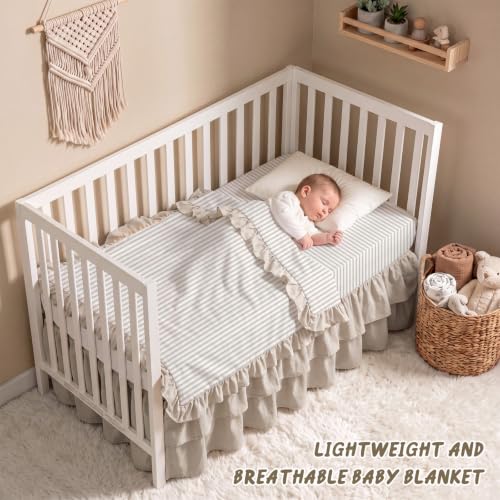 3-Piece Baby Crib Bedding Set with Ruffle Comforter and Fitted Sheet