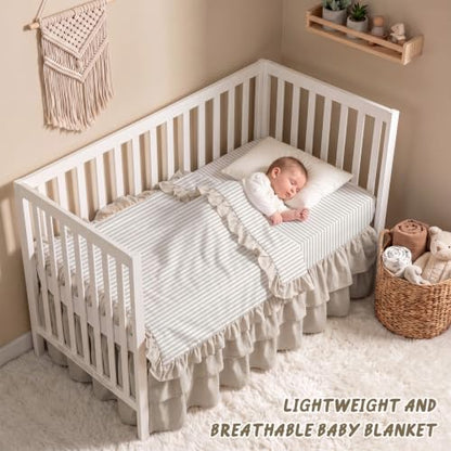 3-Piece Baby Crib Bedding Set with Ruffle Comforter and Fitted Sheet