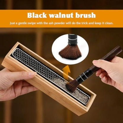 Wooden Incense Holder Burner with Double Layer Ash Catcher and Storage Drawer