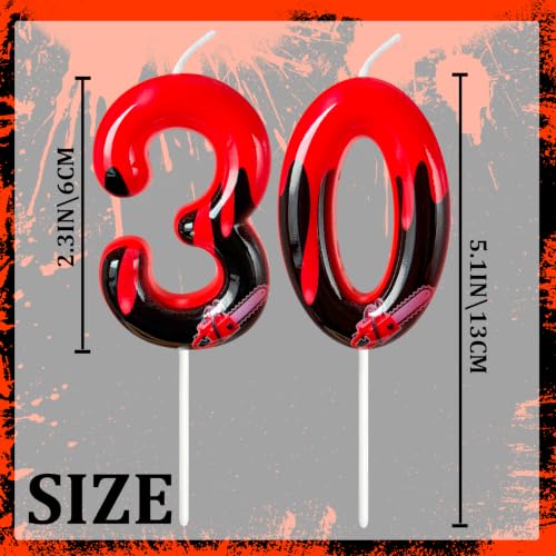 30 Red Dripping Blood Number Cake Candle - Horror Halloween Party Decor