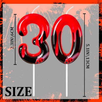 30 Red Dripping Blood Number Cake Candle - Horror Halloween Party Decor