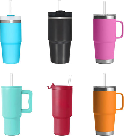 Stanley Replacement Straw Set - 6 Pack Reusable Straws with Cleaning Brush for 14 oz & 20 oz Tumblers