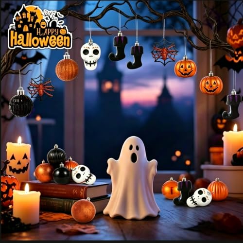 30pcs Shatterproof Halloween Ball Ornaments - Spooky Tree Decorations Set