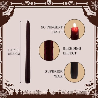 Halloween Bleeding Taper Candles - Vampire Tears Effect, Set of 6
