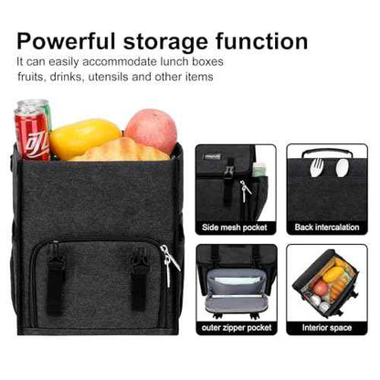 MOSISO Lunch Bag, Insulated Lunch Box for Women Men, Large Capacity Tote Bag, Reusable Leakproof Flapover Cooler with Front Pocket & Shoulder Strap for Office, Work, Travel, Picnic, Beach, Black