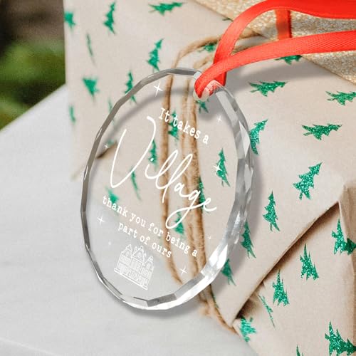 It Takes a Village Thank You Glass Ornament - Teacher, Coworker, Nurse Appreciation Gift