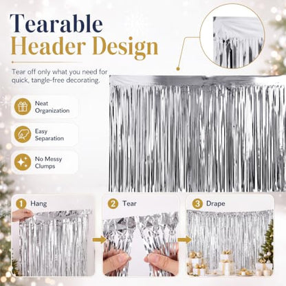 Silver Christmas Tree Tinsel Icicles Decor 20 x 40 Inches - Pack of 20