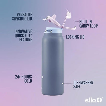 Ello Pop & Fill 32oz Stainless Steel Water Bottle - Yours Truly Design