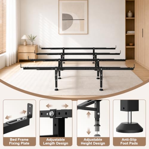 Bed Slats Center Support System 4 Cross Rail with 8 Adjustable Legs - Metal