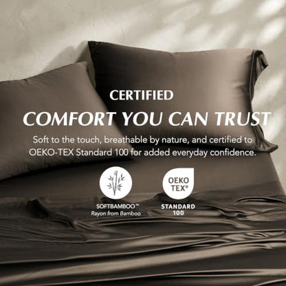 EverGrace King Size Rayon from Bamboo Sheet Set - Dark Brown, 400 Thread Count