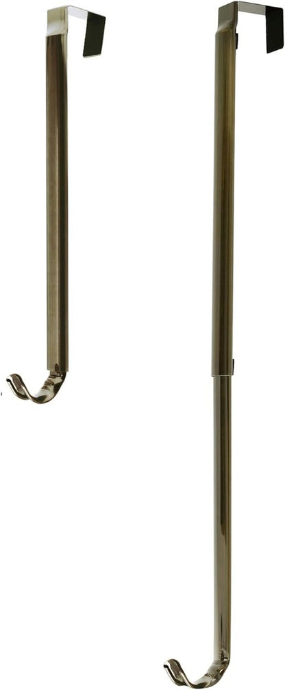 Haute Decor Adjustable Wreath Hanger - Premium Over The Door Design Holds Up to 30 Pounds | Antique Brass