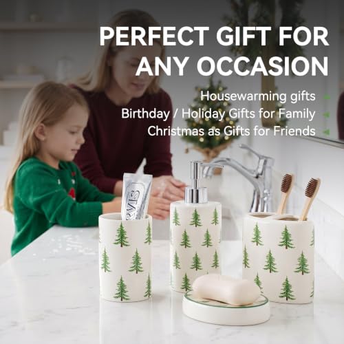 Christmas Bathroom Accessories Set - 4-Piece Ceramic Holiday Bathroom Decor
