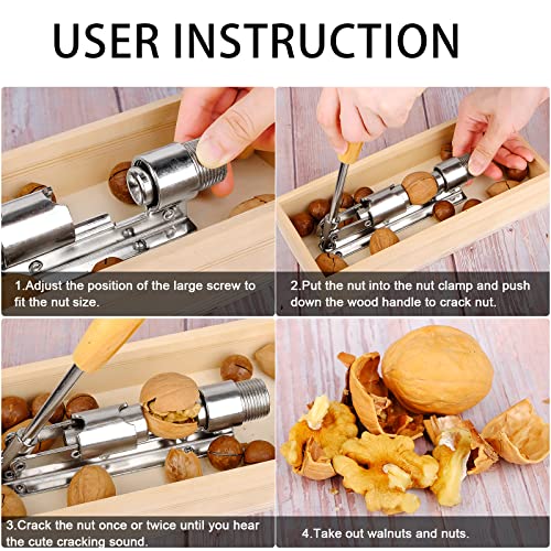 Heavy Duty Nutcracker with Wooden Bowl and Adjustable Cone for All Sizes of Nuts