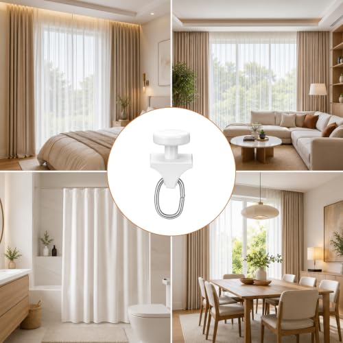 50 Pcs Plastic Curtain Track Gliders Hooks for Ceiling & RV Tracks