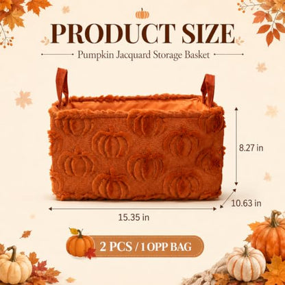 Fall Pumpkin Storage Baskets Set - Caramel Jacquard Household Organization