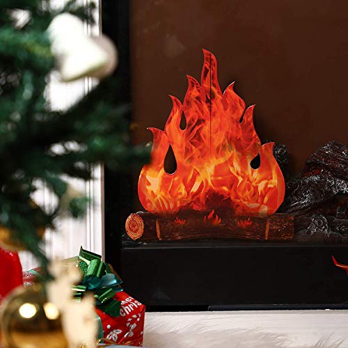 2 Sets 3D Cardboard Campfire Decorations - Red Orange, 12 x 10 Inch, Reusable Party Backdrop