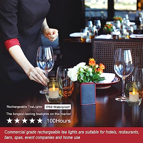 Rechargeable RGB Flameless Candles with Remote & Charging Station - Waterproof Outdoor Tea Lights, 12pcs
