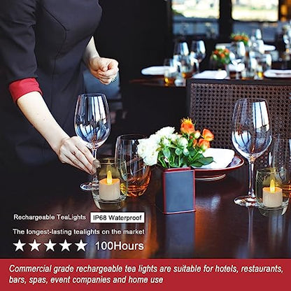Rechargeable RGB Flameless Candles with Remote & Charging Station - Waterproof Outdoor Tea Lights, 12pcs