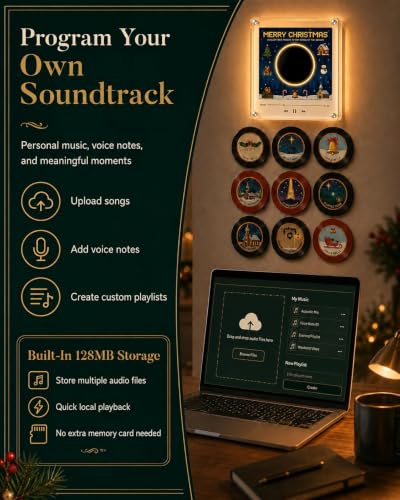 Christmas Vinyl Mini Record Player Fridge Magnet with 9 Discs - Santa Claus Variation