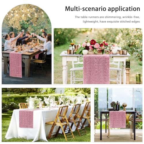 Rose Pink Sequin Table Runner Pack of 10 - 12 x 72 Inches for Parties & Events