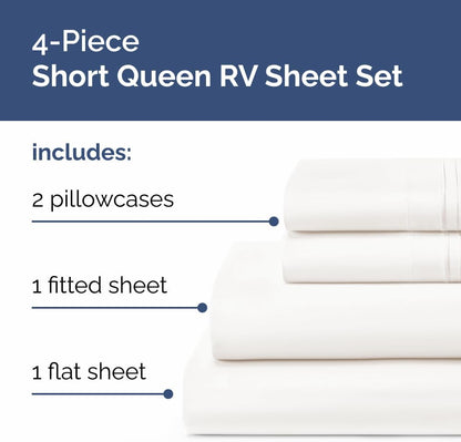 Skiennix Short Queen Size 4-Piece Sheet Set - Soft, Breathable Cooling Bed Sheets with Deep Pockets | Antique White