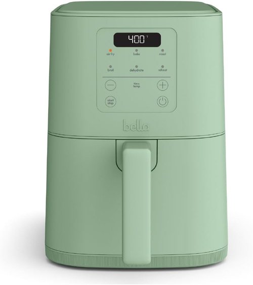 Bella 4Qt Slim Air Fryer - EverGood™ Ceramic Nonstick Coating, Adjustable Temp, 6 Cooking Presets, Seaglass