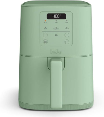 Bella 4Qt Slim Air Fryer - EverGood™ Ceramic Nonstick Coating, Adjustable Temp, 6 Cooking Presets, Seaglass