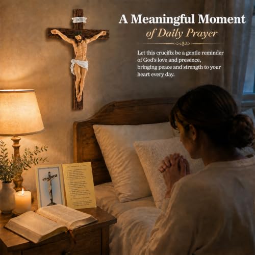 Reviamz 10 Inch Jesus Crucifix Wall Cross Catholic Decor Religious Wall Art