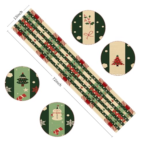 Honitra Christmas Table Runner 13x72 Inch Waterproof Linen Green Seasonal Decor Variation of THIS listing