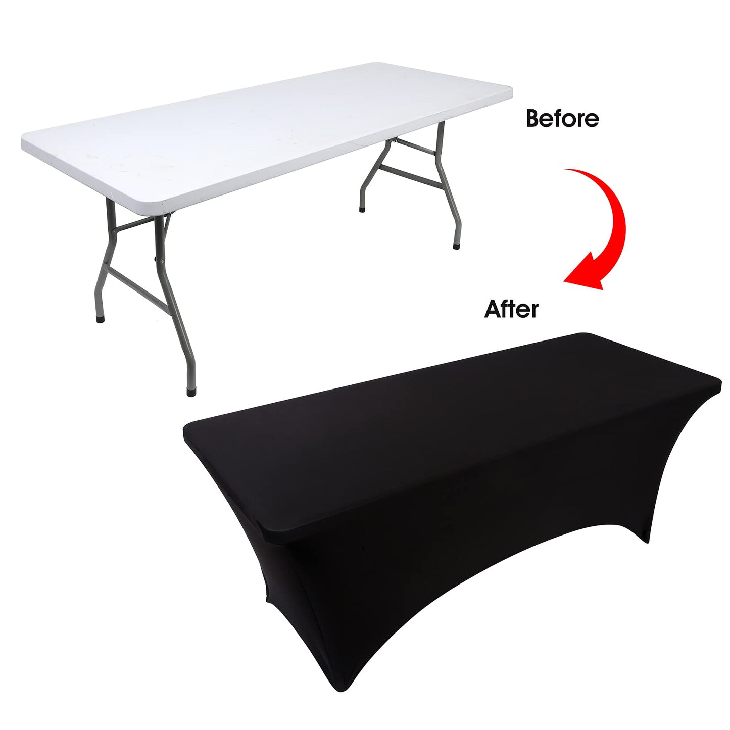 BDDC Table Covers for 4 Foot Tables, Spandex Table Covers 4ft, Black Table Cloths Rectangle 4ft for Events, Wedding, Banquets & Parties