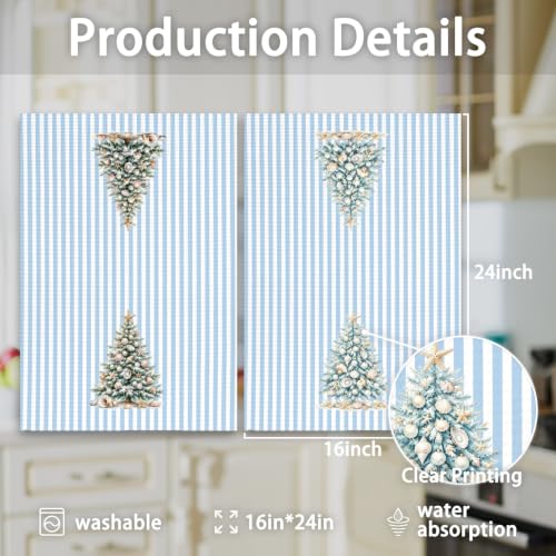 Christmas Kitchen Hand Towels Set of 2 - Beach Holiday Decor, 16x24 Inches - Festive Reindeer & Snowflake Pattern - Variation of Christmas 6