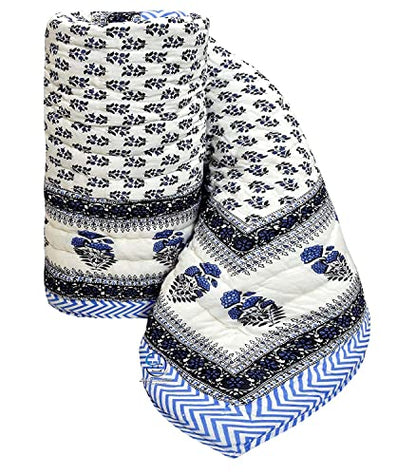 Traditional Jaipuri Printed Cotton Quilt - Light Weight Single Bed Razai - Design 5