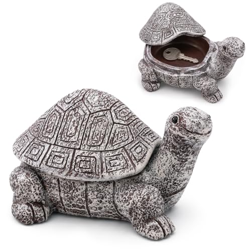 Large Brown Weatherproof Turtle Hide a Key - Outdoor Discreet Garden Security