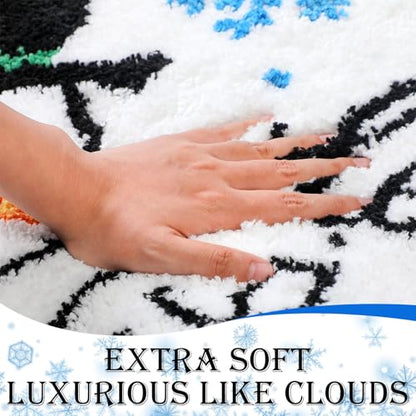 Christmas Snowman Bathroom Rugs Set - 20x47 & 16x24 Inches, Festive Tufted Decor