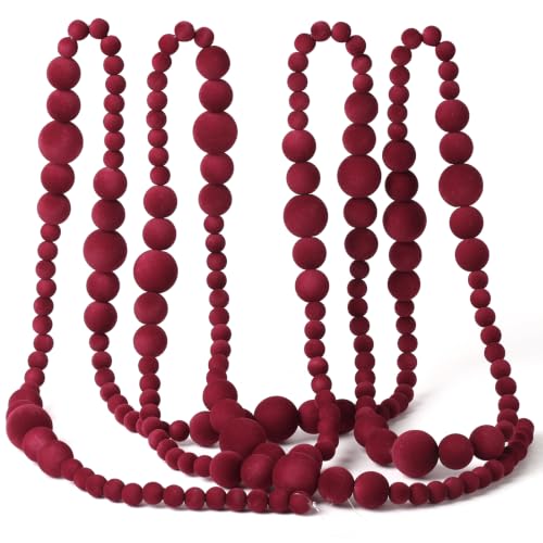 12Ft Velvet Bead Garland Christmas Wreath & Tree Decor - Red Variation
