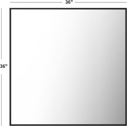 LOAAO Black Rectangle Bathroom Mirror - 36" x 36" Matte Black Aluminum Frame, Tempered Glass, Versatile Hanging Options