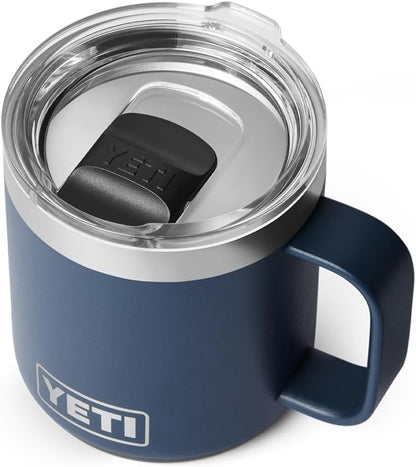 YETI Rambler 10 oz Vacuum Insulated Ceramic Lined Mug - Stainless Steel with MagSlider Lid, Navy