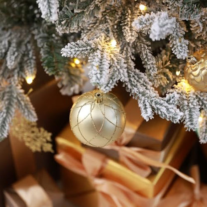 White Gold Velvet Christmas Tree Baubles - 12 Count, 2.36 Inch