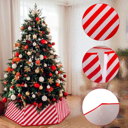 Candy Cane Christmas Tree Collar - 31.5 Inch Holiday Tree Skirt