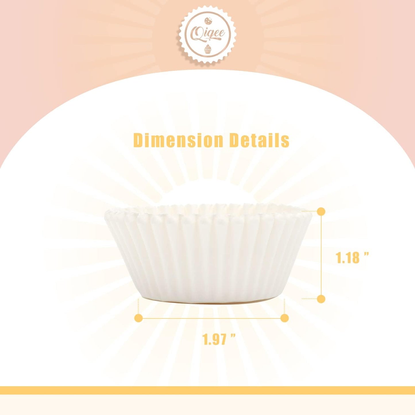 Qiqee 600pcs White Cupcake Liners - Food Grade Baking Cups for Muffins | Standard Size, No Smell