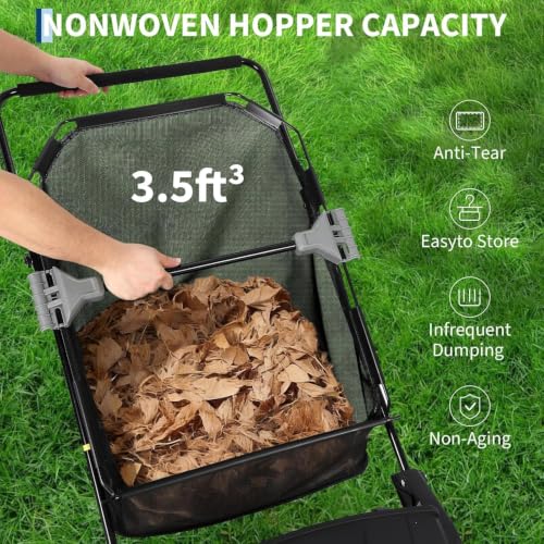 Lawn Sweeper - Manual Leaf & Debris Collector with 3.5 Cu. ft Capacity, Black & Red