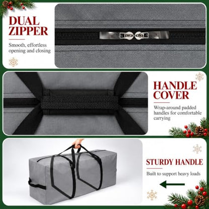 AerWo Large Christmas Tree Storage Bag 7.5 Ft Gray Waterproof 600D Oxford