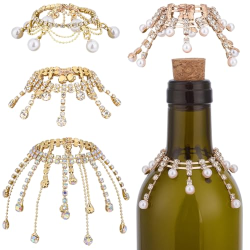 Gorgecraft Rhinestone Wine Bottle Tassel Set - Golden & Light Gold, 12cm